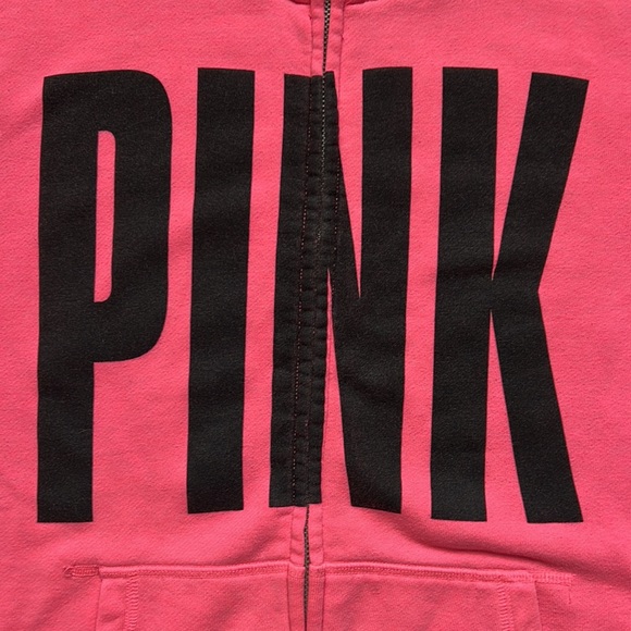 PINK Victoria’s Secret Women’s Hot Pink Full Zip Hoodie Size Medium - Picture 4 of 17